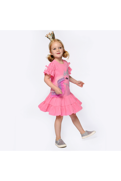 Hannah Banana Luxe Fit and Flare Unicorn Dress