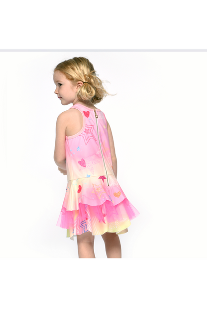 Hannah Banana Hearts and Stars Rhinestone Tutu Dress