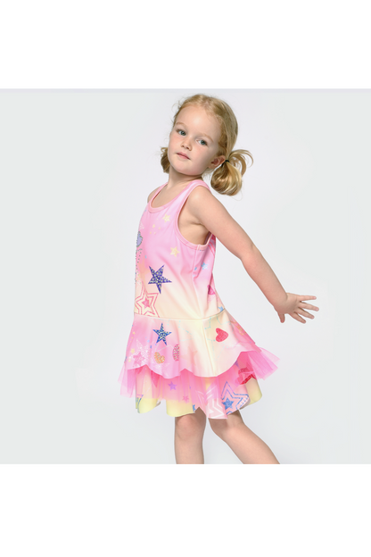 Hannah Banana Hearts and Stars Rhinestone Tutu Dress